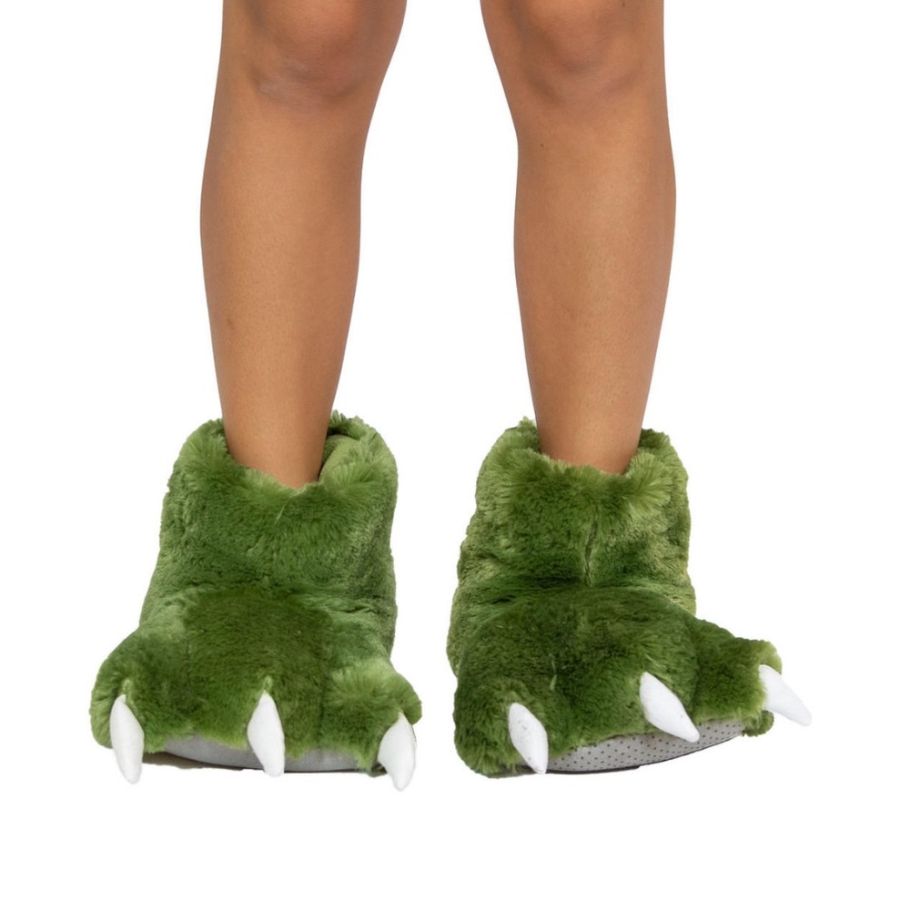 Lazy One Green Dino Slippers Toddler